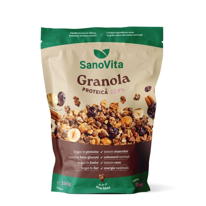 Granola Proteica 22.8%, Sanovita Zipper, 350 g