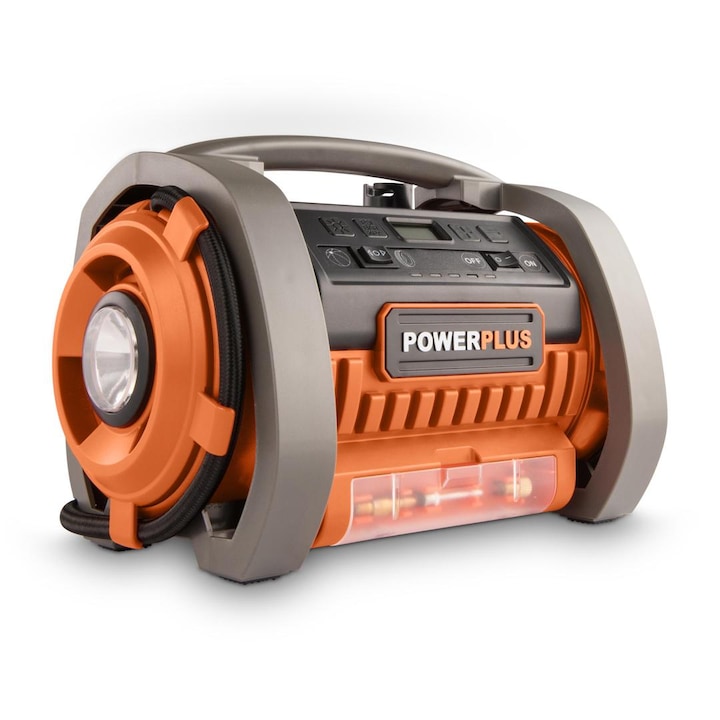 Compresor pentru unflat si dezumflat Powerplus POWDP7040, pe acumulator, 20V, 11 Bar, 30 l/min