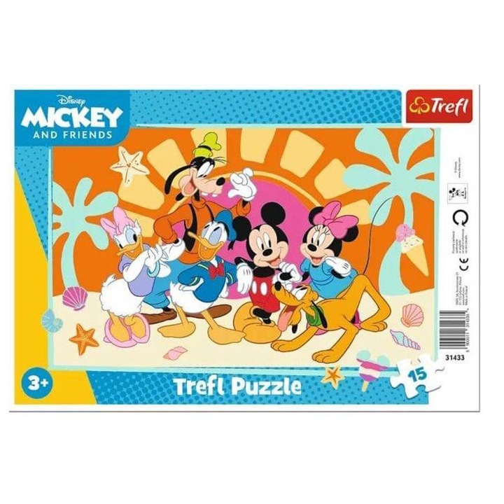Puzzle inramat Trefl cu 15 piese - Mickey Mouse si prietenii (31433)