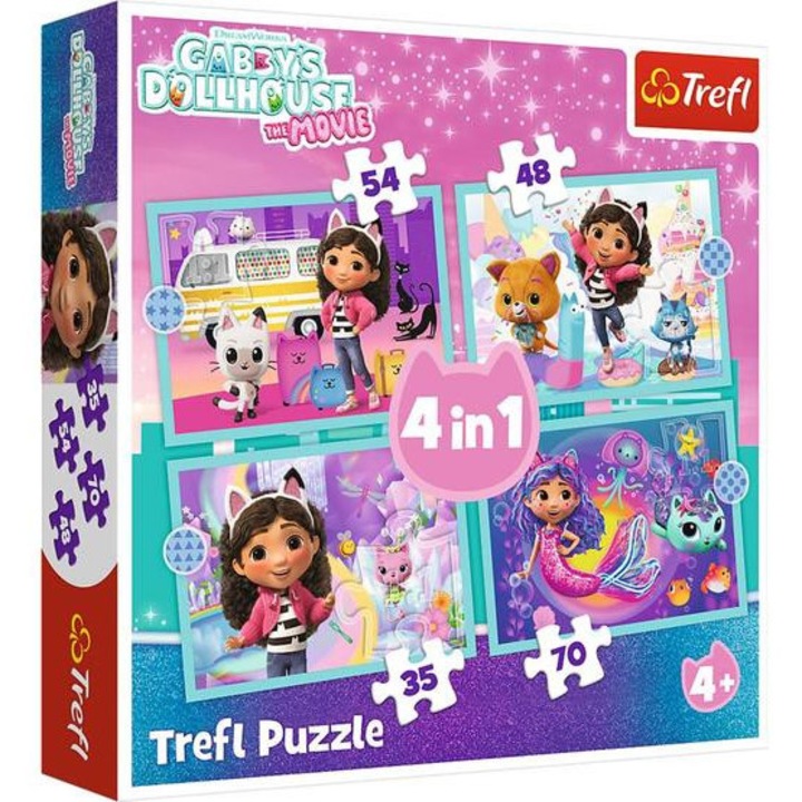 Puzzle Trefl 4 in 1 (35, 48, 54, 70 piese) - Casa de papusi a lui Gabi