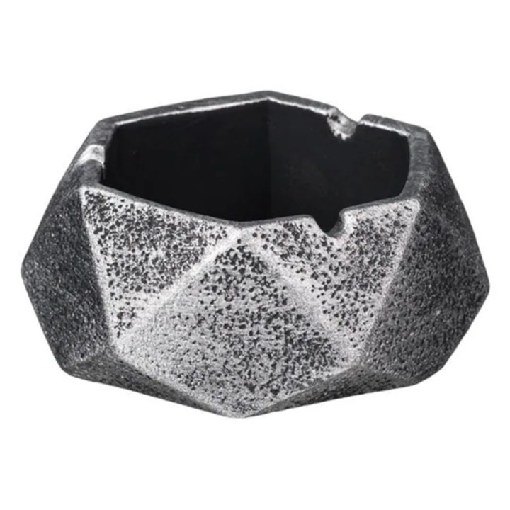 Scrumiera ceramica hexagonala, Zanox, 10.5x10.5x5cm, argintie