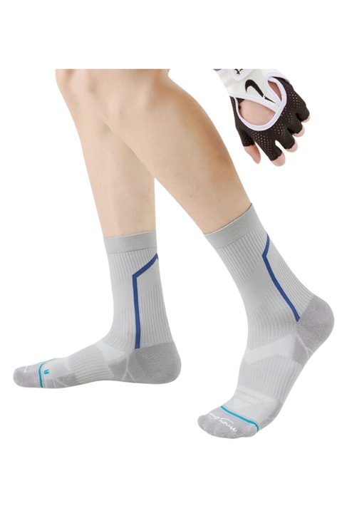 Set 1 pereche soseta tehnica barbati mid-calf, Ciclism, Bumbac 27% + Nylon 70% + Lycra 3%, absorbanta, transpiranta, talpa proaspata, marimea 39-44, gri