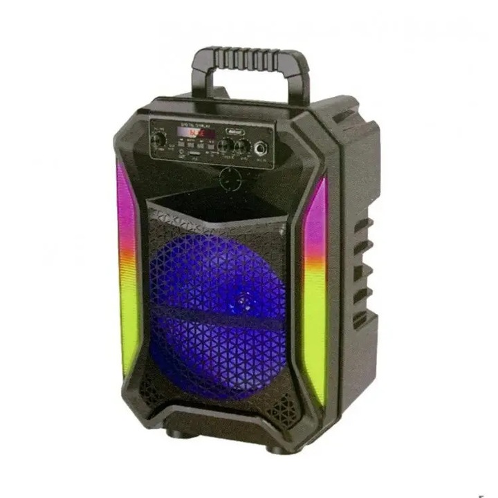 Boxa karaoke portabila Bluetooth cu microfon, putere 10W, 8 inch, functie TWS, culoare negru