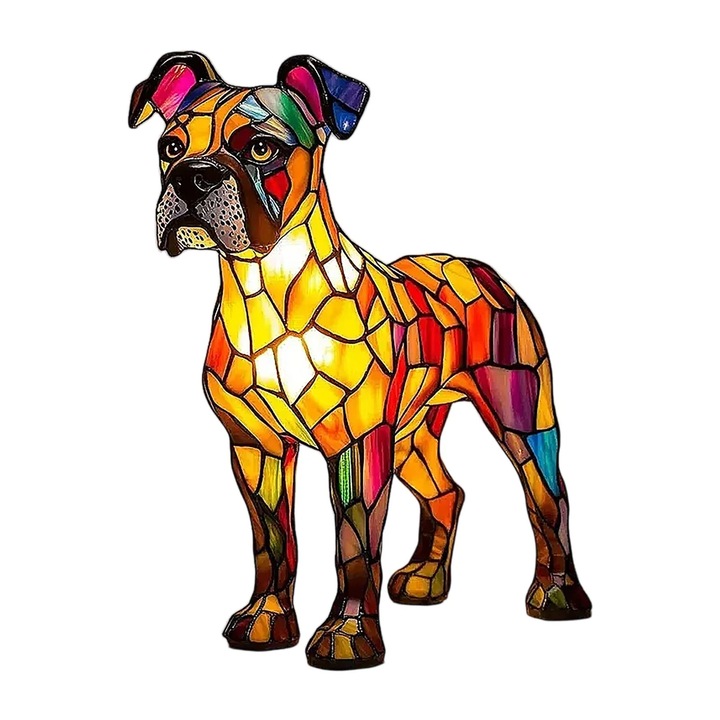 Lampa de noptiera, lumina de noapte din seria artistica, lampa de birou cu animale dragute din rasina colorata, incarcare USB, potrivita pentru decorarea casei, ornamente pentru sufragerie si dormitor, caini colorati