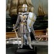 Statueta decorativa Cavaler medieval cu scut si sabie, polirasina metalizata, 23cm, armura argintie, decor colectie