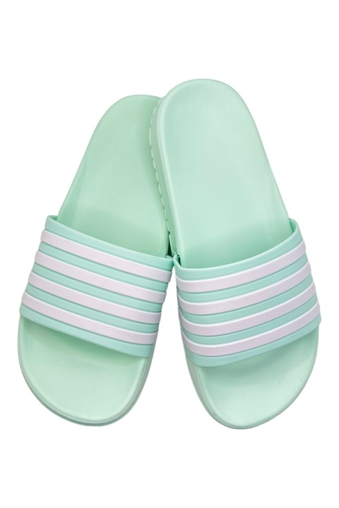 Papuci de plaja sau piscina pentru dama, Tecos®, marime 37, verde, 23.5 centimetri, model cu dungi, design modern, pentru casa, plaja sau piscina