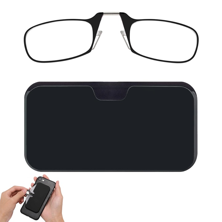 Ochelari de citit Chucai, +2.50, fara brate, negru, cu etui compact