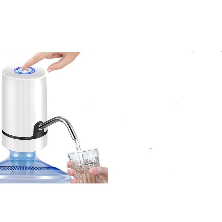 Електрически дозатор за вода, 1200 mAh, 5W, съвместим с кани от 1.5L-18.9L, хигиеничен материал, бял
