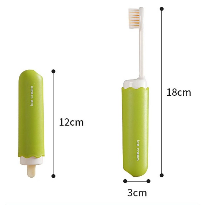 Összecsukható utazófogkefe, puha sörtékkel, kompakt kialakításban.