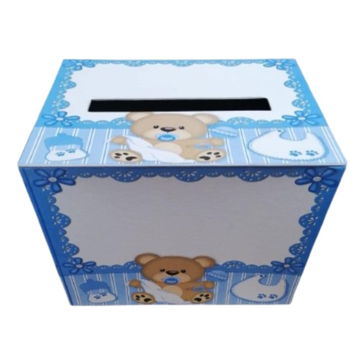 Cutie pentru dar Botez din carton cu imprimeu albastru