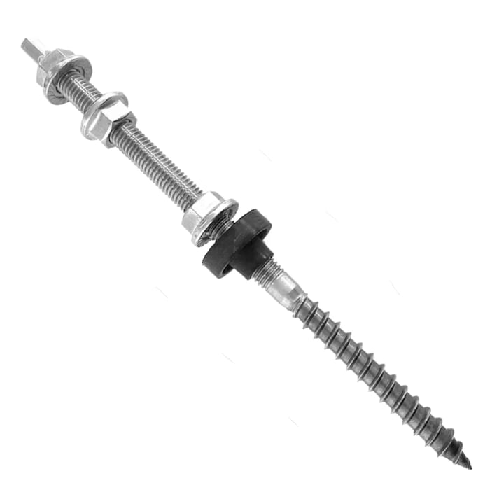 Surub Tip Ancora Dublu Filet (Hanger Bolt) pentru Structuri Panouri Solare, Otel Inoxidabil, M10 x 250 mm