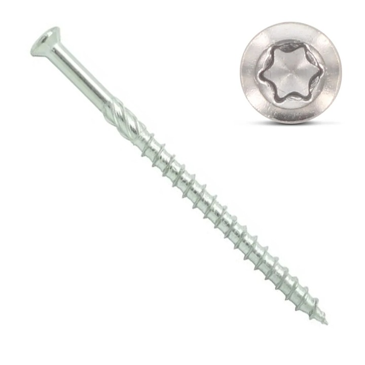 Set 100 Suruburi Lemn Terasa/Deck, Inox (AISI 410), Cap Inecat, 5 x 50 mm