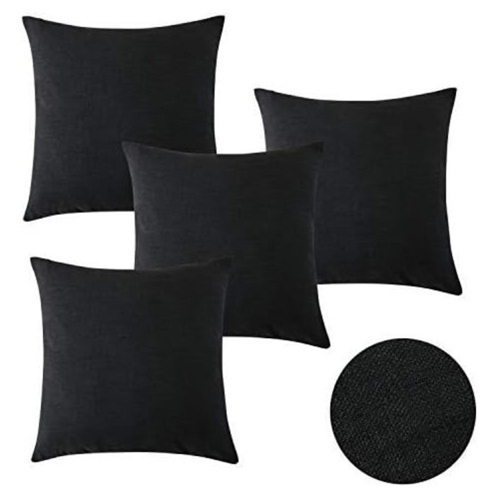 Set 4 huse perne 45x45cm, Deconovo, negru, poliester, design modern