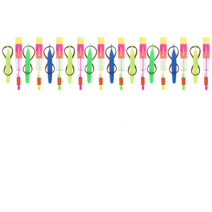 Repülő Játékok Csúzli és Ragyogó Helikopterekkel, 4 szett, Többszínű, 8-12 éves gyerekeknek