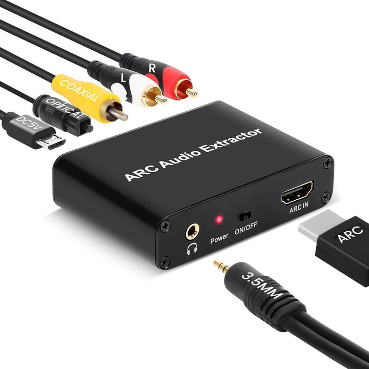 HDMI ARC audio elszívó, HDMI ARC-ről RCA-ra adapter, TV hangrendszerhez soundbarhoz, 192KHz, plug-and-play