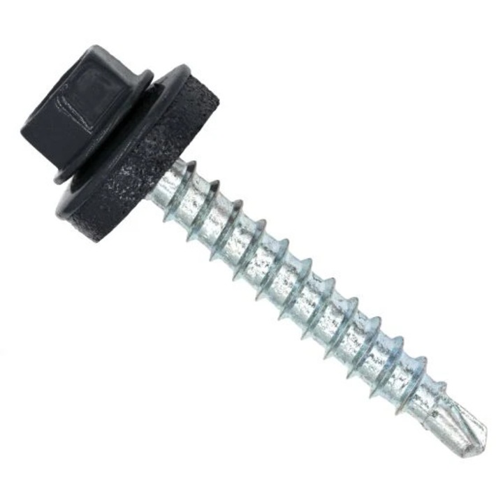 Set 250 Surub autoforant pt. Tabla sau Tigla Metalica, saiba EPDM 4.8 x 35 mm, Cap Hexagonal - RAL7016 - Gri antracit