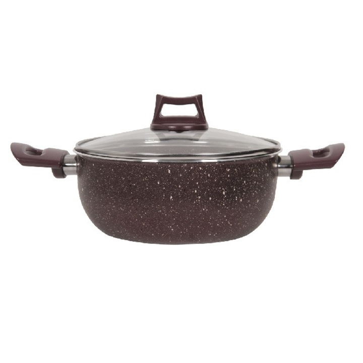 Oala cu capac si strat antiaderent granit Purple Granit 24xh11, 8cm