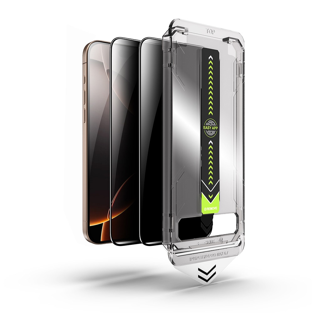 Set 2 x Folie sticla Premium pentru iPhone 17 VisionGuard Luxe Privacy cu Aplicare Instanta Easy Install+, Functie Anti-Spionaj, Claritate HD si Tehnologie Anti-Praf