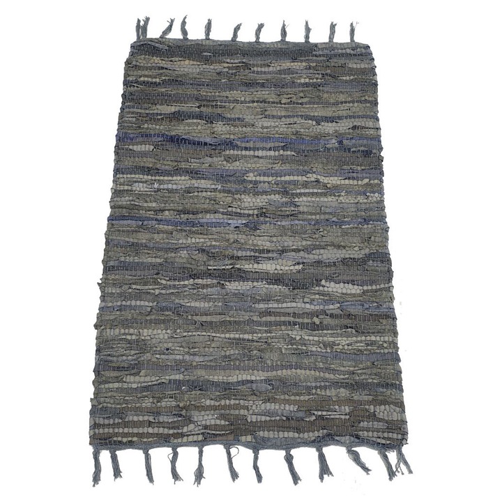 Covor decorativ, 70x190 cm, Gri-albastru, Cu franjuri