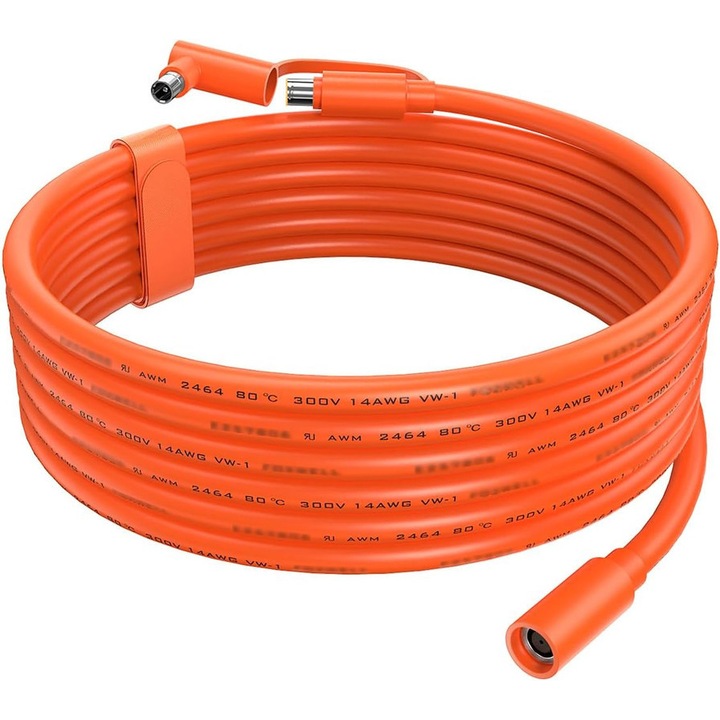 14AWG 8mm hosszabbító kábel napelemes generátorokhoz, 1.8m, DC8020 adapterrel, hordozható, narancssárga