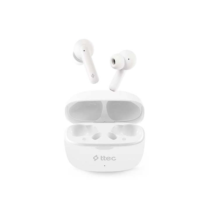 Bluetooth слушалки ttec, AirBeat Pro, ANC, TWS Bluetooth, Бели