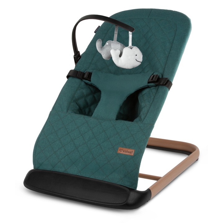 Бебешка люлка Kidwell Laro, Сгъваема, ЗЕЛЕНА/дървена, 3 позиции на накланяне, 0+ месеца