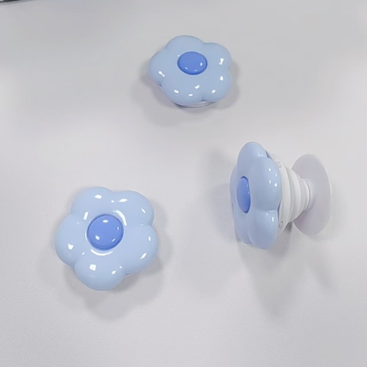 Телескопичен държач за въздушна възглавница, малки свежи сини цветя, преносим държач за мобилен телефон за мъже и жени, държач за въздушна възглавница за мобилен телефон