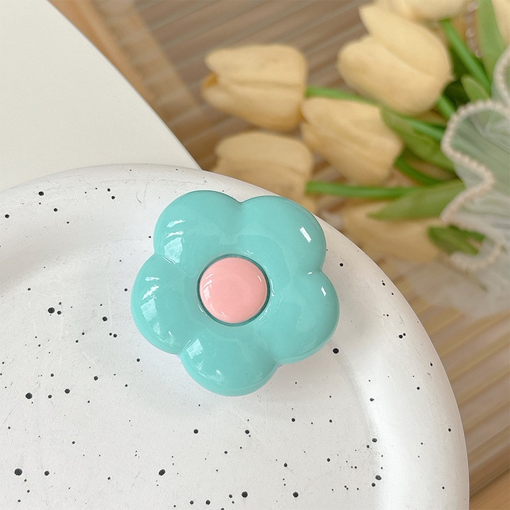 Телескопичен държач за въздушна възглавница, малки свежи цветя, светло зелено, преносим държач за мобилен телефон за мъже и жени, държач за въздушна възглавница за мобилен телефон