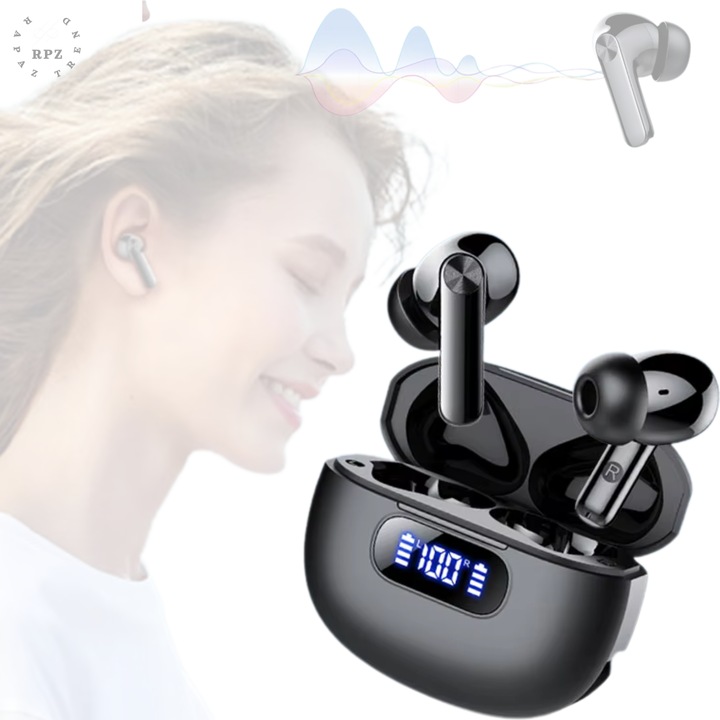 Casti wireless, bluetooth 5.4, autonomie 48 ore, anulare a zgomotului imbunatatita, compatibilitate universala, fara fir, afisaj digital, microfon HD, control tactil, latenta de 45 ms, Rezistente la apa, Sport, casti audio VIBE ONE negru