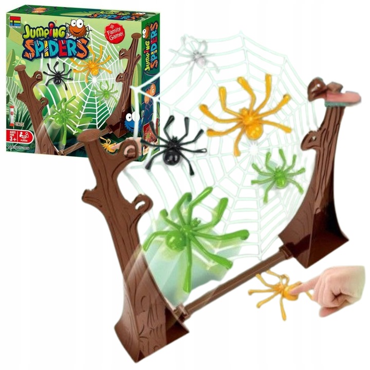 Joc arcade, Clasic, Panza de paianjen, 4 jucatori, Distractie incitanta pentru copii, Divertisment arcade, Paianjeni saritori, Setul include: piese de joc, instructiuni, Material: plastic, Varsta: 4+ ani, Dimensiuni: standard, Culoare: multicolor