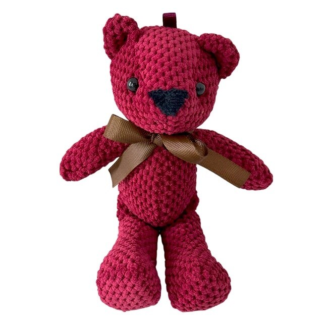 Horgolt Robi mackó, masnival, Magasság 18 cm, Bordó, Bársony - eMAG.hu