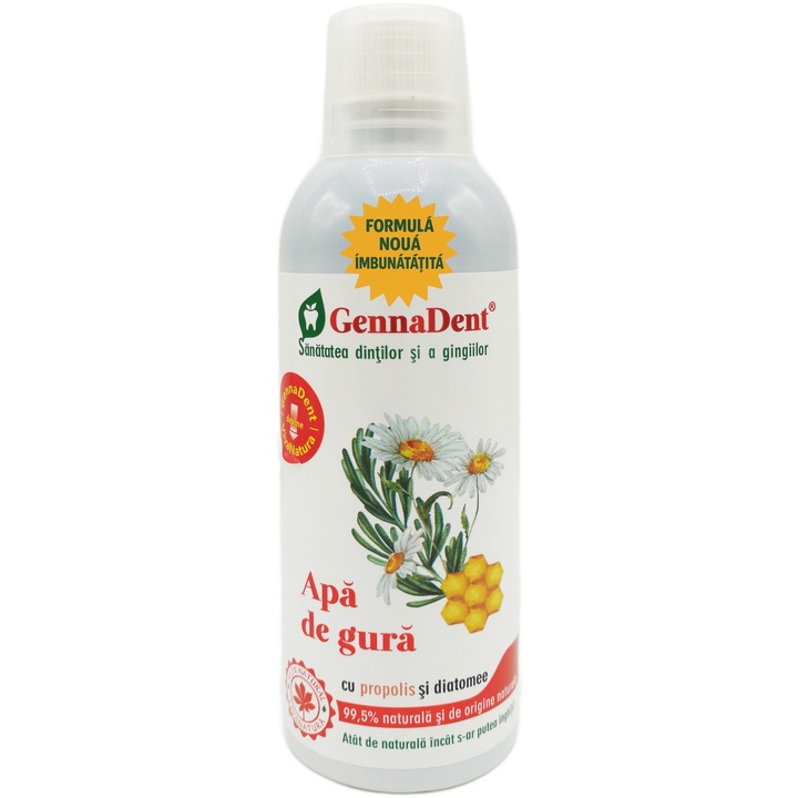 Apa de gura naturala cu propolis si diatomee fara fluor, parabeni sau chimicale, "Leonard Radutz Formula", 500ml, Laboratoarele Genna