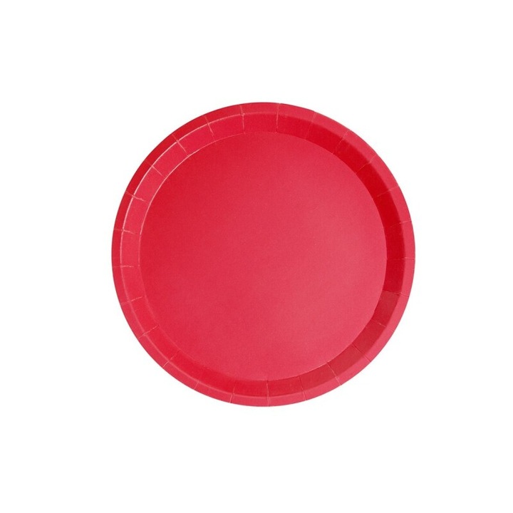 Set 10 farfurii rotunde din carton, rosii, 20.5cm