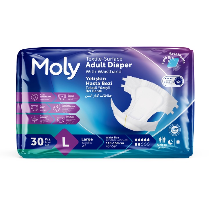 Памперси за възрастни Moly, размер L, 30 броя