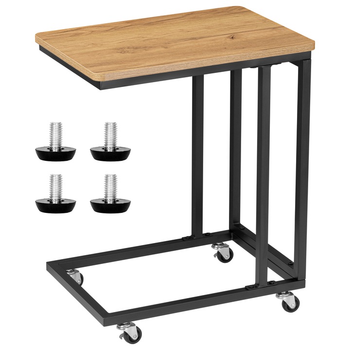 Mese mobila Meren Craft, stil loft, negru, 50x35cm, inaltime ajustabila