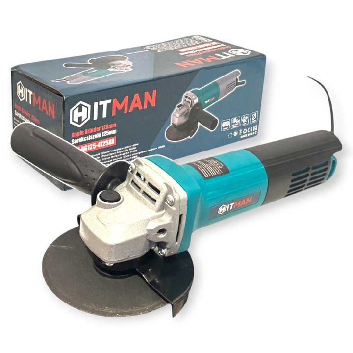 Hitman HT-AG125-4125XR Sarokcsiszoló 125mm, 1450W – Hátsó Kapcsolóval