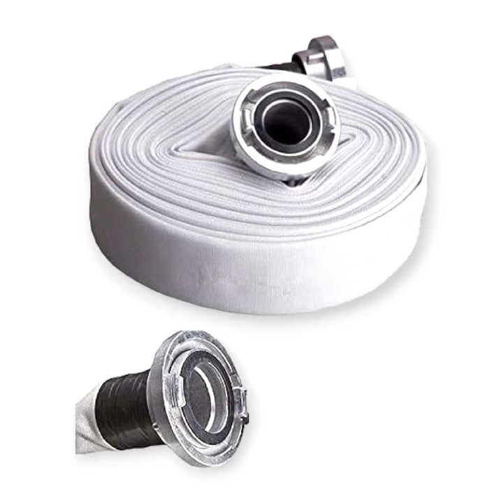 Hitman HT-6897 Tűzoltó Tömlő 2" x 20 m – Időjárásálló Gumi Belsővel, Rozsdamentes Bilincsekkel