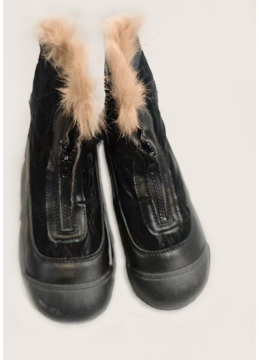 Ghete de piele intoarsa cu captuseala de blana sintetica Keepsakes, Negru, Negru