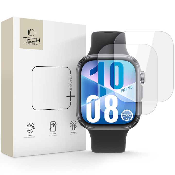 Set 2 folii protectie TECH-PROTECT Hydro Flex+ compatibil cu Huawei Watch Fit 3/4 Clear