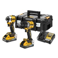 Set 2 scule profesionale pe acumulator DeWALT DCK2050H2T, 18V XR, motor fara perii, masina de gaurit cu percutie DCD805, masina de insurubat cu impact DCF850, 2x acumulator Li-Ion 5 Ah POWERSTACK, incarcator rapid, cutie transport TSTAK
