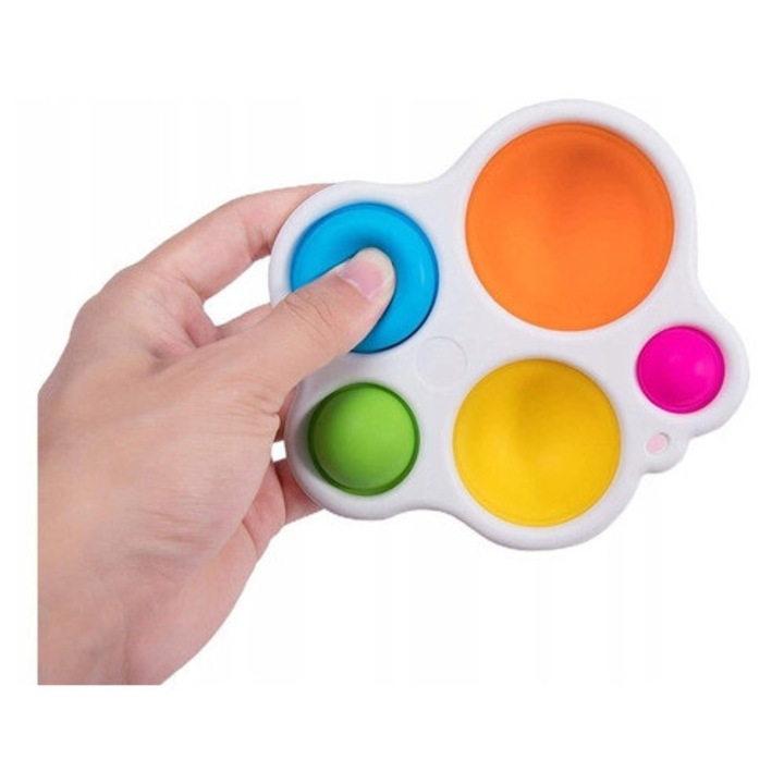 Jucarie senzoriala, Gropita simpla, Pop It Fidget, Multicolor, 14 x 12, 5 x 14 cm, Antistres, Emite sunete, Usor de utilizat, Setul contine: 1 bucata, Silicon si plastic, Suprafata neteda, Nasturi moi, Pentru baieti