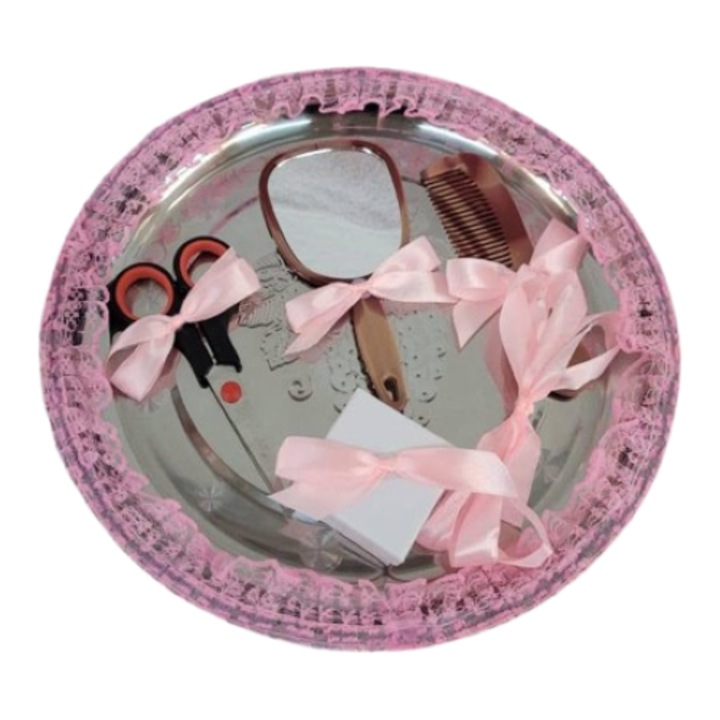 Tavita pentru Mot, 5 piese si tavita din metal cu dantela