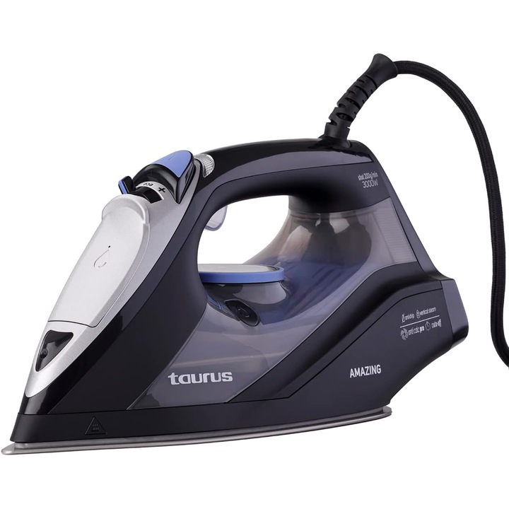 Fier de calcat cu abur Taurus Amazing STI3000, 3000 W, jet abur 200g/min, mod Eco, rezervor 250ml, Mov