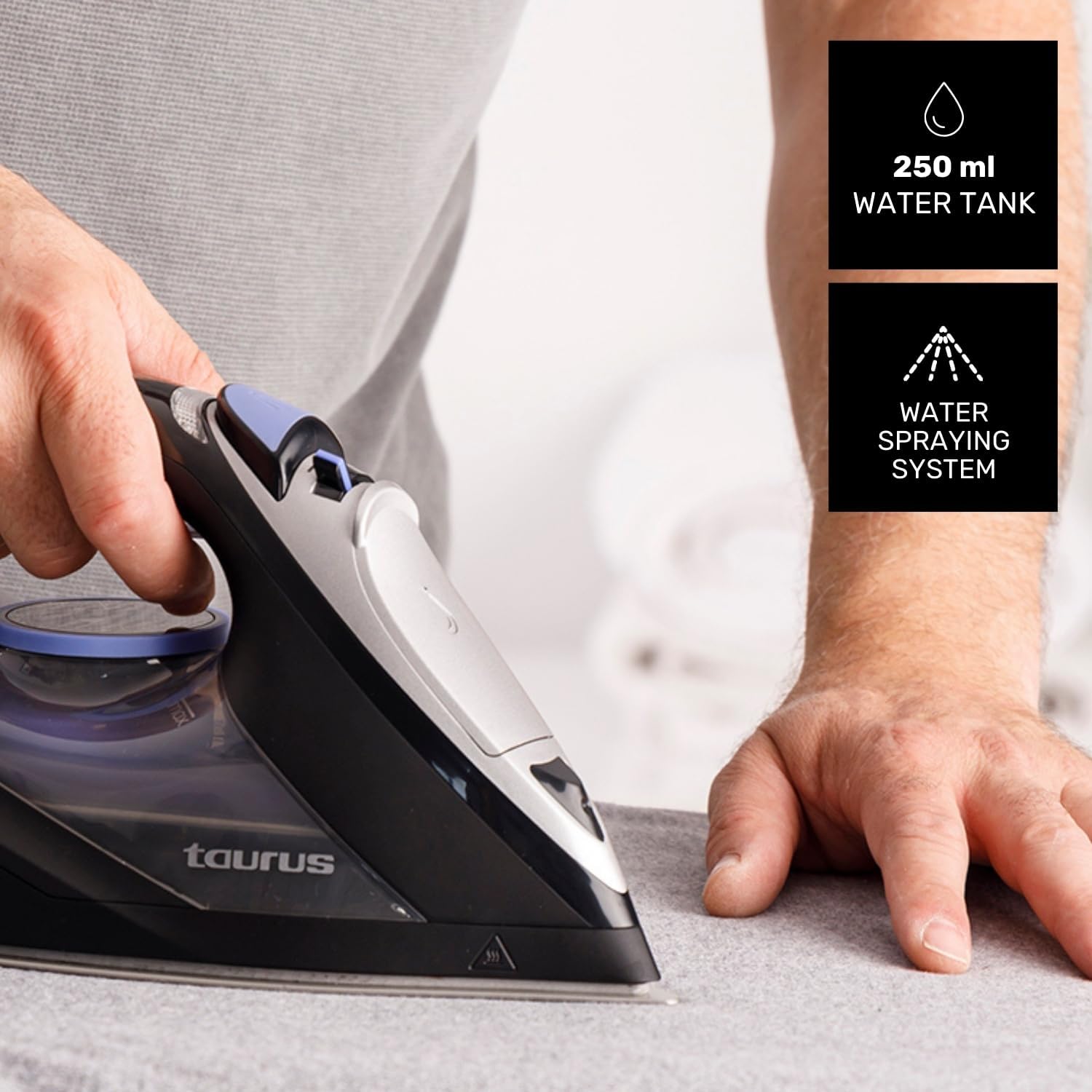 Fier de calcat cu abur Taurus Amazing STI3000, 3000 W, jet abur 200g/min, mod Eco, rezervor 250ml, Mov