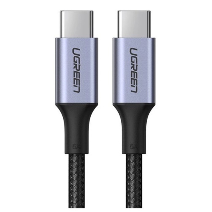 Ugreen us316 adatkábel, type-c - type-c, 100w, 5a, gyorstöltő 3.0, 200cm, fekete