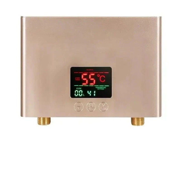 Incalzitor de apa electric instantaneu, control tactil de 5500 W, fara rezervor, 220 V, auriu