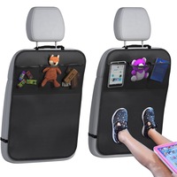 Set 2 Organizatoare Auto MONDESA®, Protectie Spatar Scaun Auto Antizgarieturi si Murdarie, Impermeabil, Util pentru Depozitare Tablete/Jucarii, Accesoriu Masina, Usor de Montat, Negru, Universal