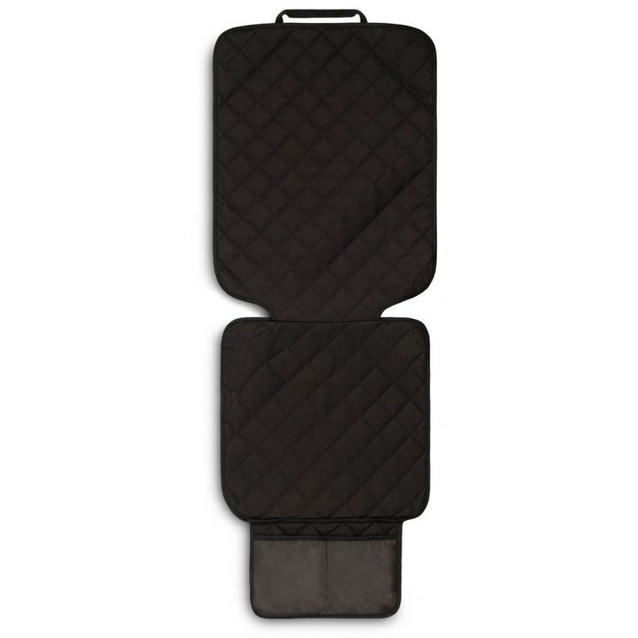 Protectie matlasata pentru bancheta si spatar auto Caretero Seat Mat Black 49x136 cm, cu decupaje pentru isofix, material impermeabil, margini cu tiv, protectie antimurdarire picioare
