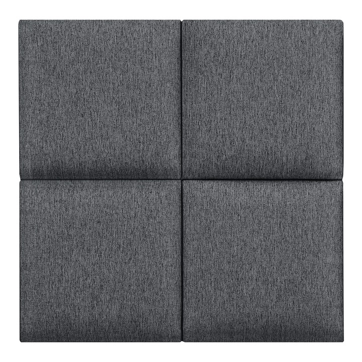 Set 4 bucati panou tapitat perete, neu.haus, Carpino, 30 x 30 cm, mdf, poliester, gri inchis