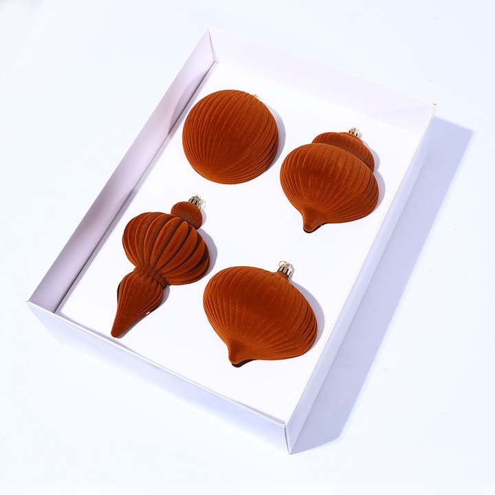 4 x 15 cm Ornamente mari de Craciun din catifea Decoratiuni vintage de Craciun din plastic Ornamente pentru bradul de Craciun Decoratiuni suspendate pentru petrecerea de Craciun (rosu aprins)